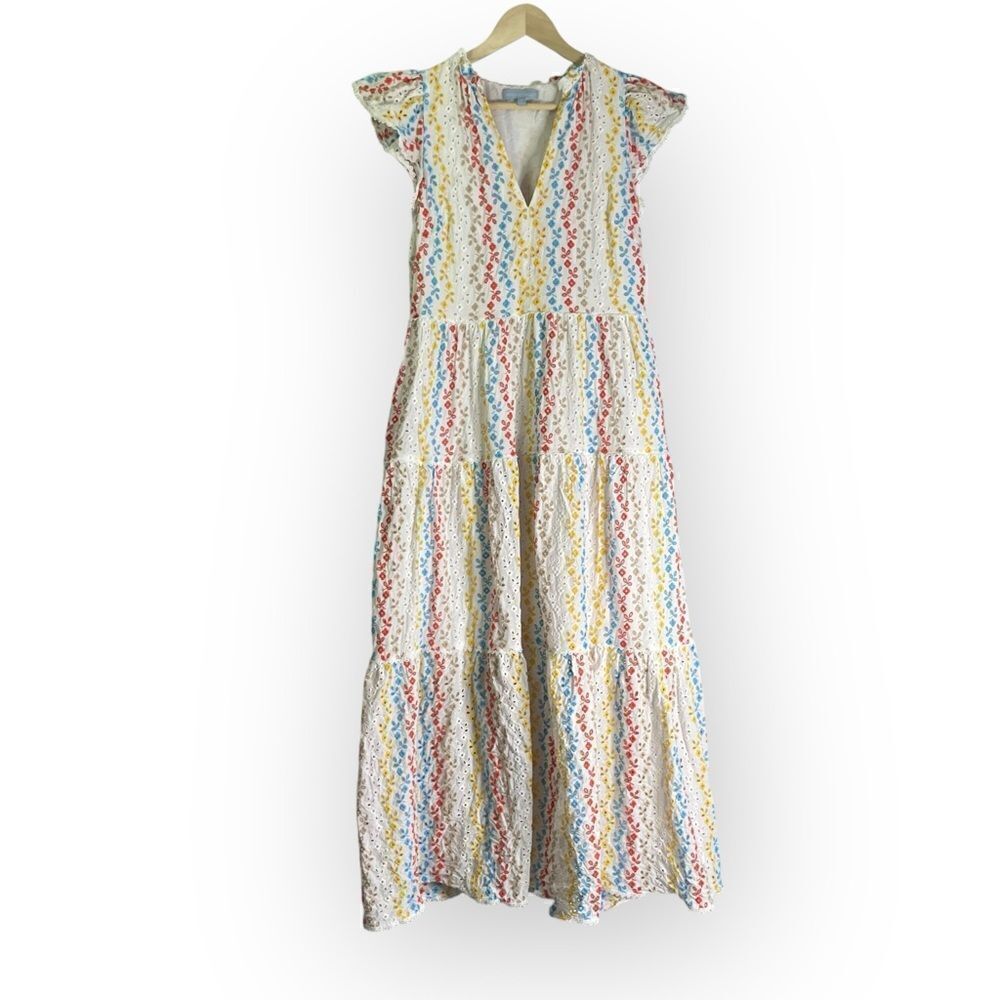 Antonio Melani x Kimberly Whitman Kari Embroidered Ruffle Eyelet Maxi Dress 12 - Picture 12 of 12